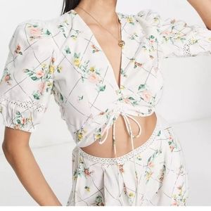 White floral cut out jumpsuit